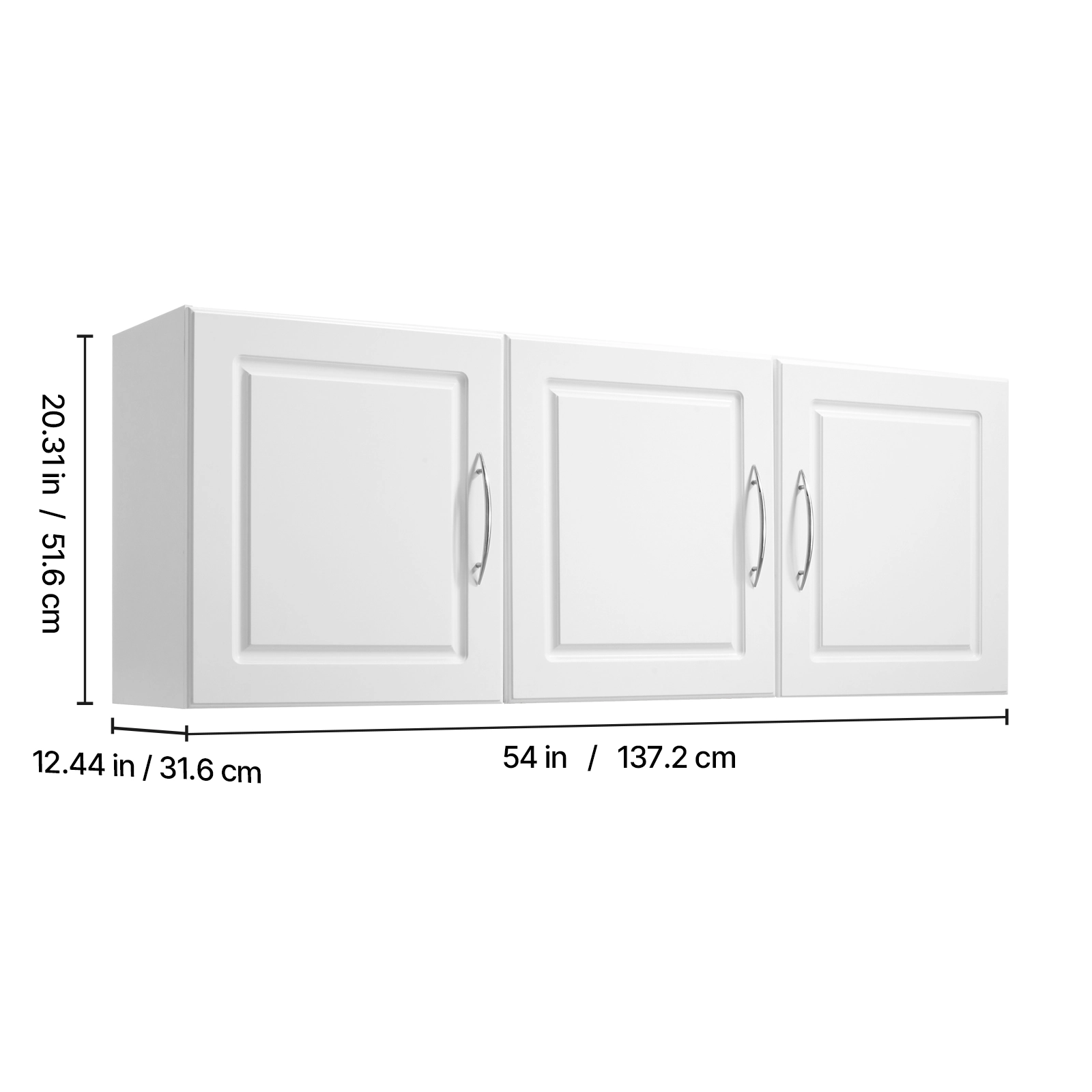 HONGGE Wall Mounted Laundry Room Cabinet, 3 Doors, 2 Adjustable Shelves, 54 Inch Wide, White