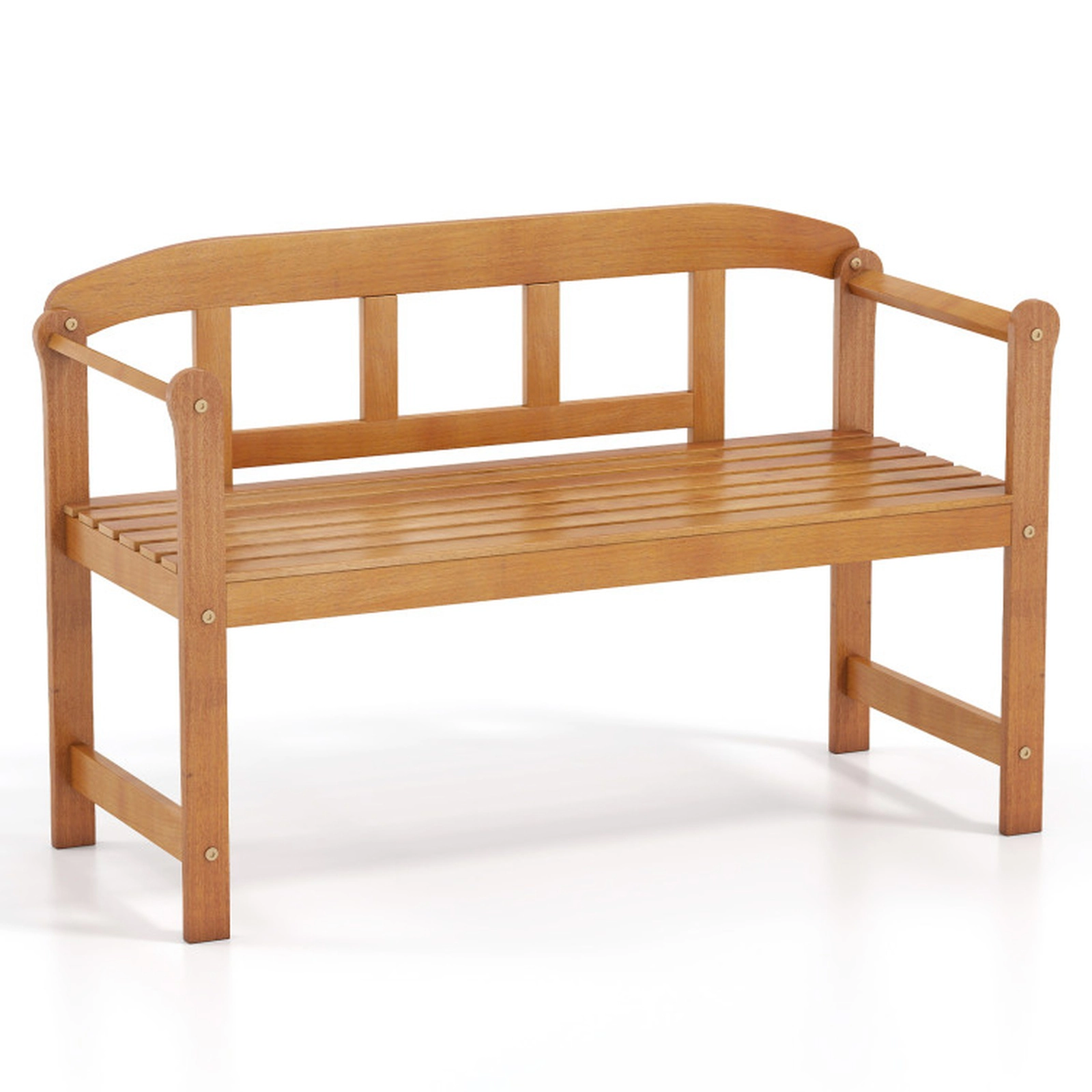 SUGIFT Natural Backrest and Armrests 2-Seater 46.5 Inch Outdoor Acacia Wood Garden Bench
