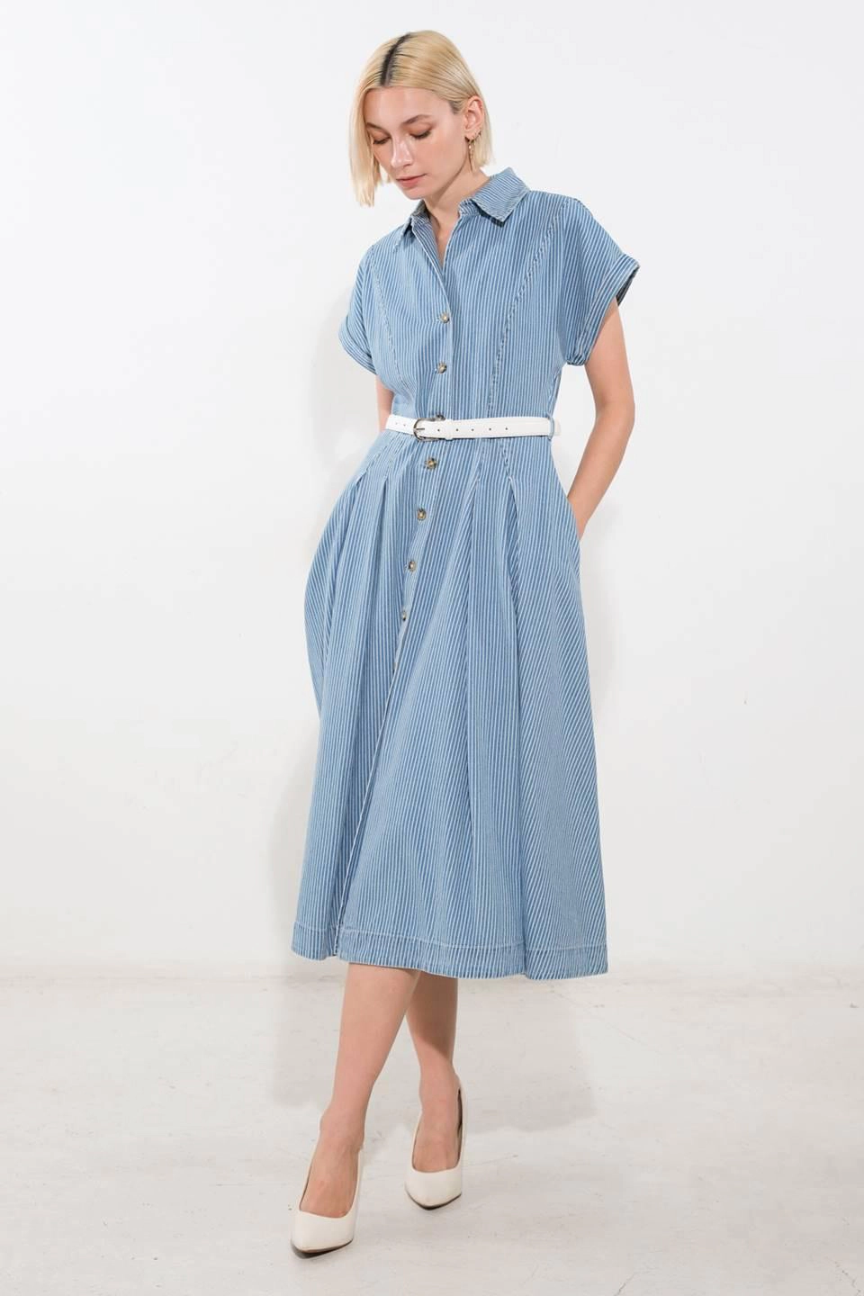 TRUEDAMES Women Soak The Sun Denim Midi Dress