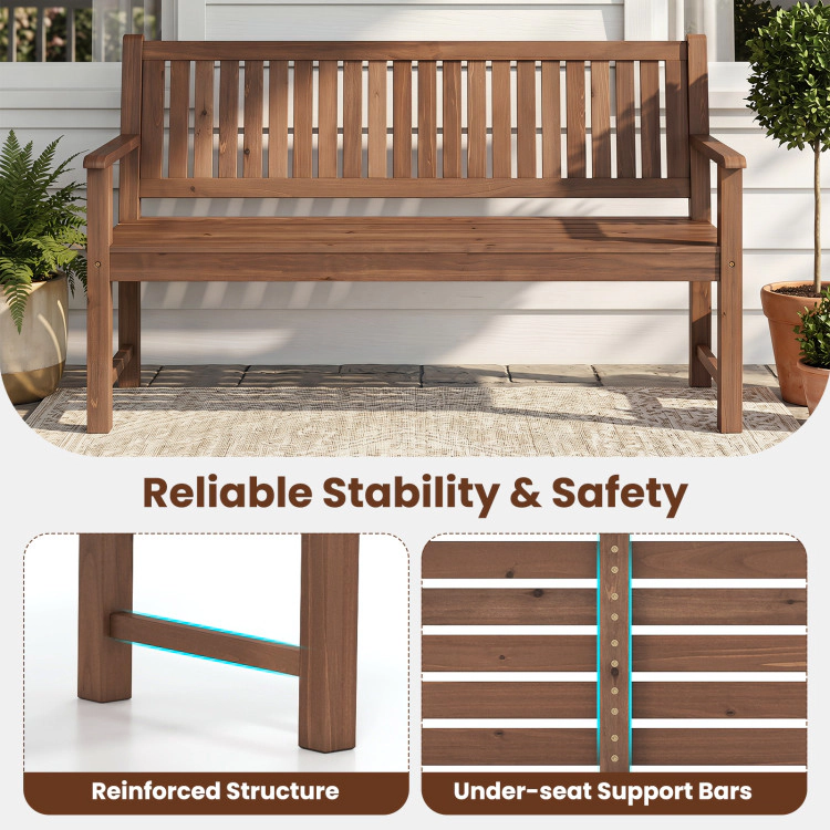 Hivvago 3-Seater Outdoor Wooden Bench Large Garden With Backrest