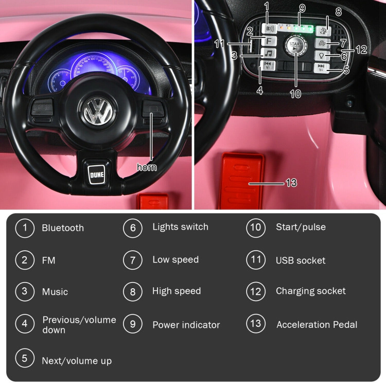 Hivvago Volkswagen Beetle Kids Electric Ride On Car with Remote Control