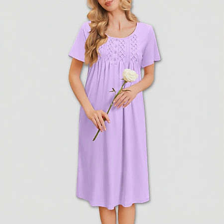 new!Ekouaer House Dresses for Women with Pockets Button Down Nightgowns Dresses Floral Print