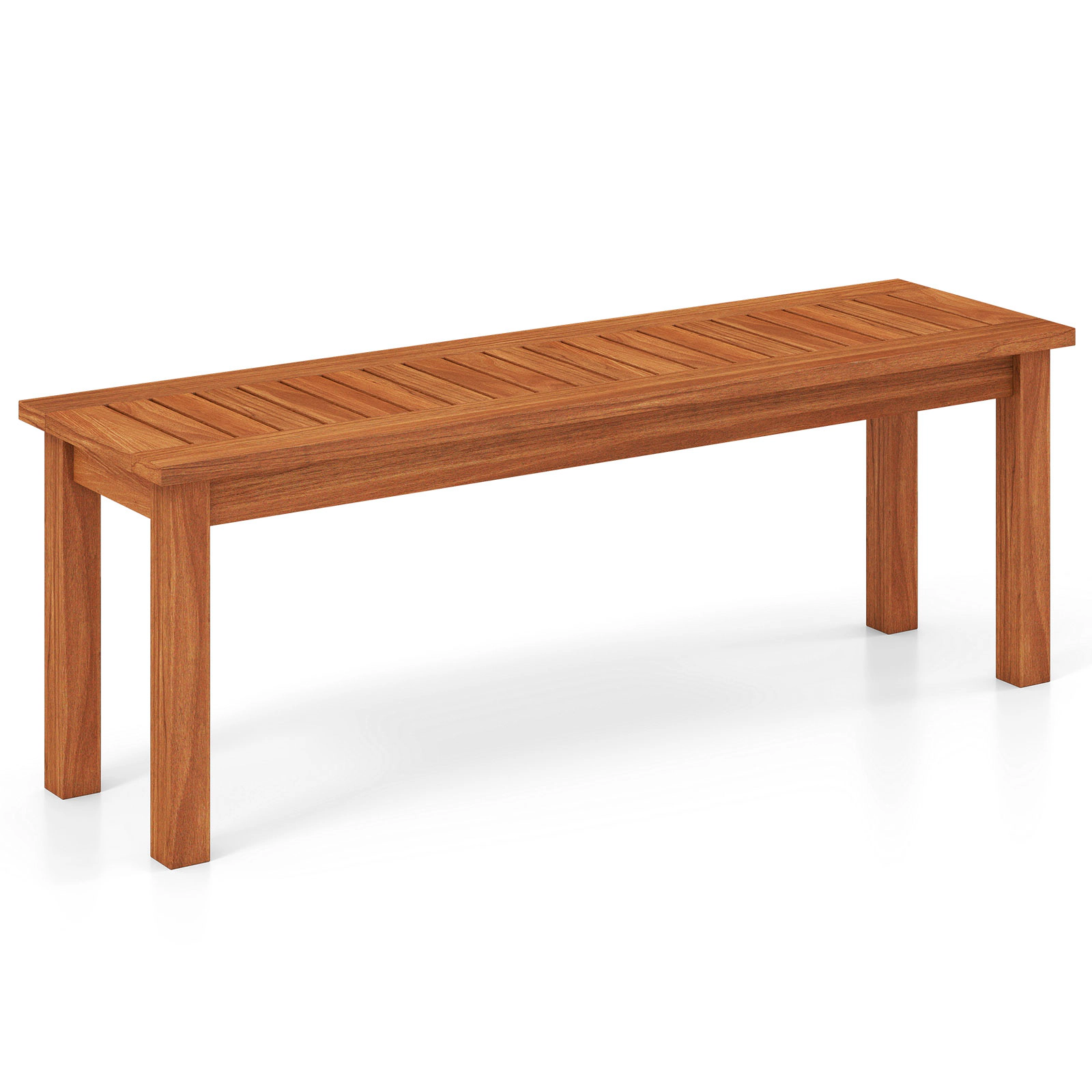 SUGIFT 45-Inch Natural Wood Outdoor Garden Bench, 440-Lb Capacity, 2-Seat Backless Slatted Design