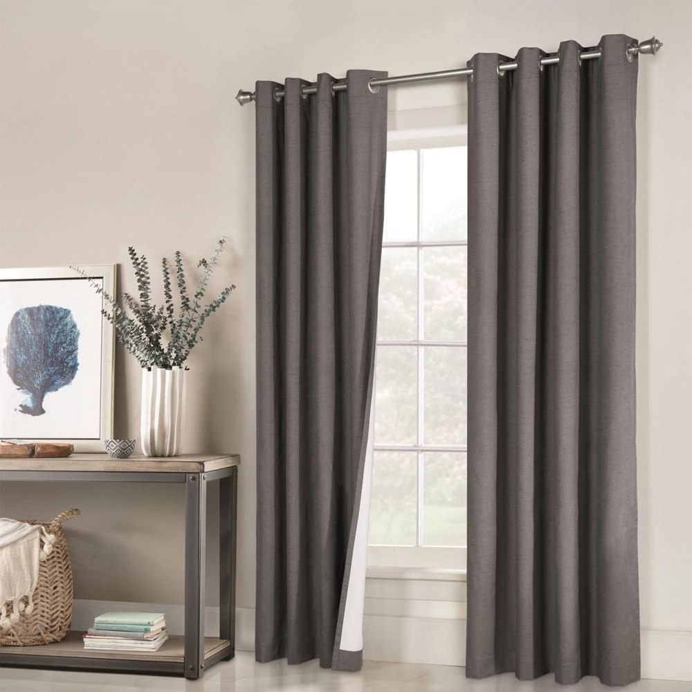 Thermalogic Ventura Triple Pass Foamback Blackout Top Panel With 8 Metal Grommets - 104x95", Dark Grey
