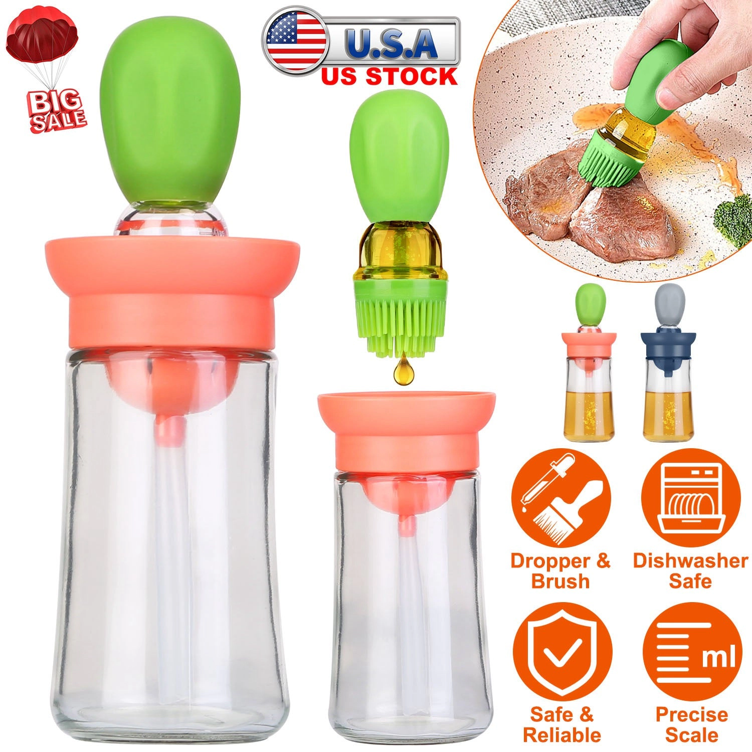 GBruno 2-in-1 Glass Oil Dispenser With Brush