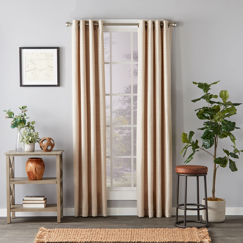 SKL Home Saturday Knight Ltd Maeve Sophisticated Yarn Dyed Woven Horizontal Pattern SunSafe Window Panel - 40X108", Tan
