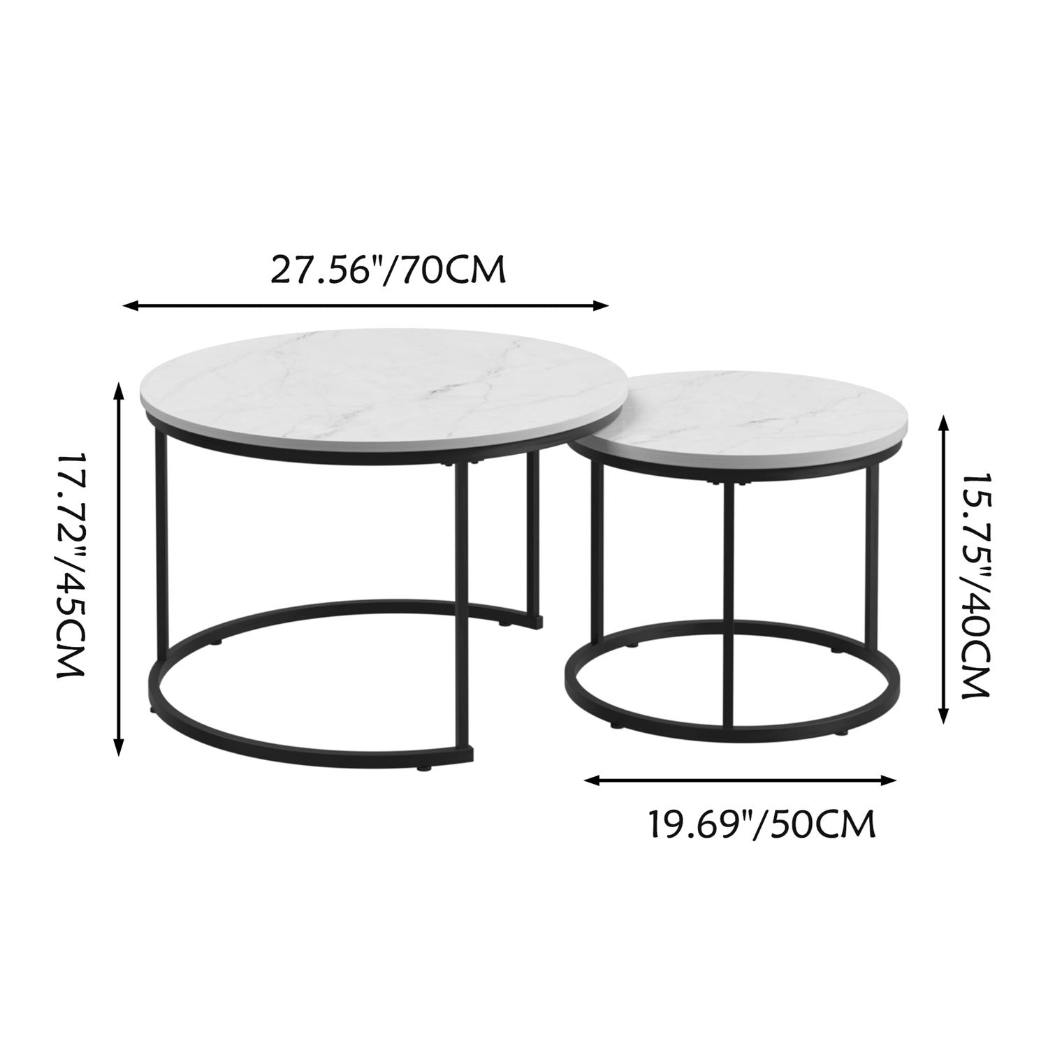GBruno 2-Piece Nesting Coffee Table Set Round