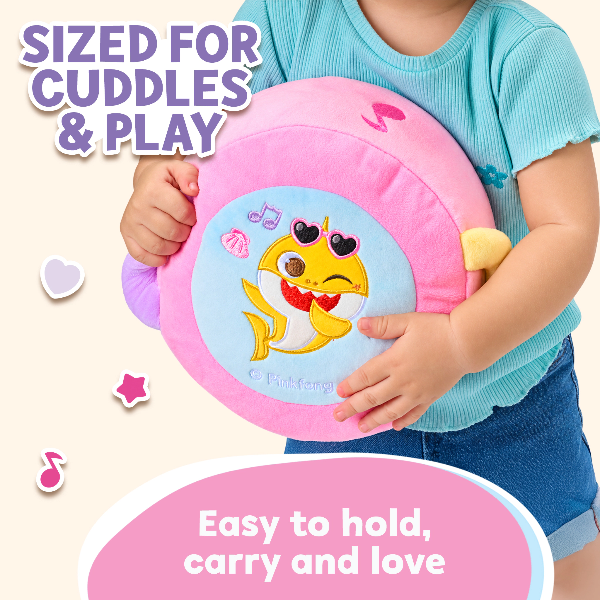 Pinkfong Kids Baby Shark Soft Musical Tap Drum Toy - Pink Plush Drum with Sing-Along Songs