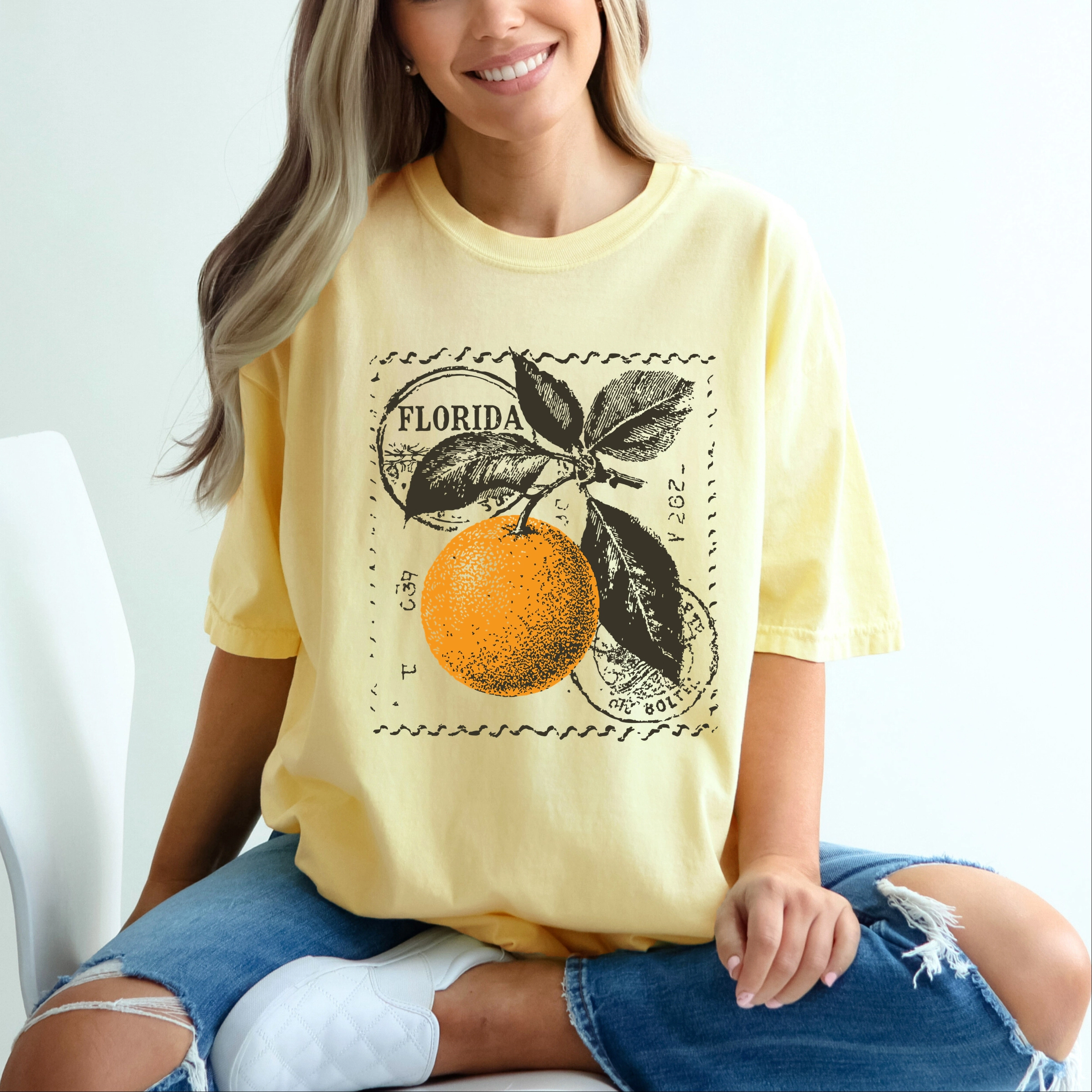 Simply Sage Market - Florida Orange Women's Garment Dyed Graphic T-Shirt