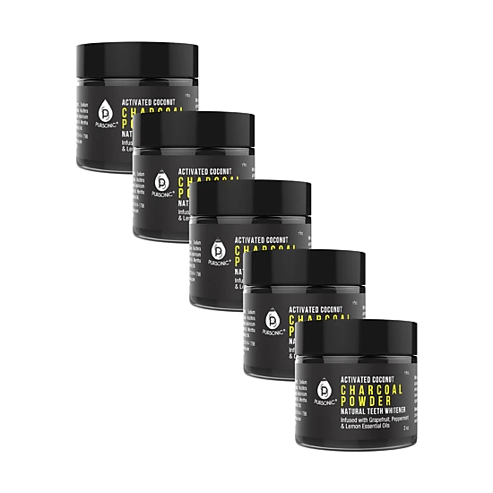 Pursonic Unisex Natural Teeth Whitening Charcoal Powder 5-Pack