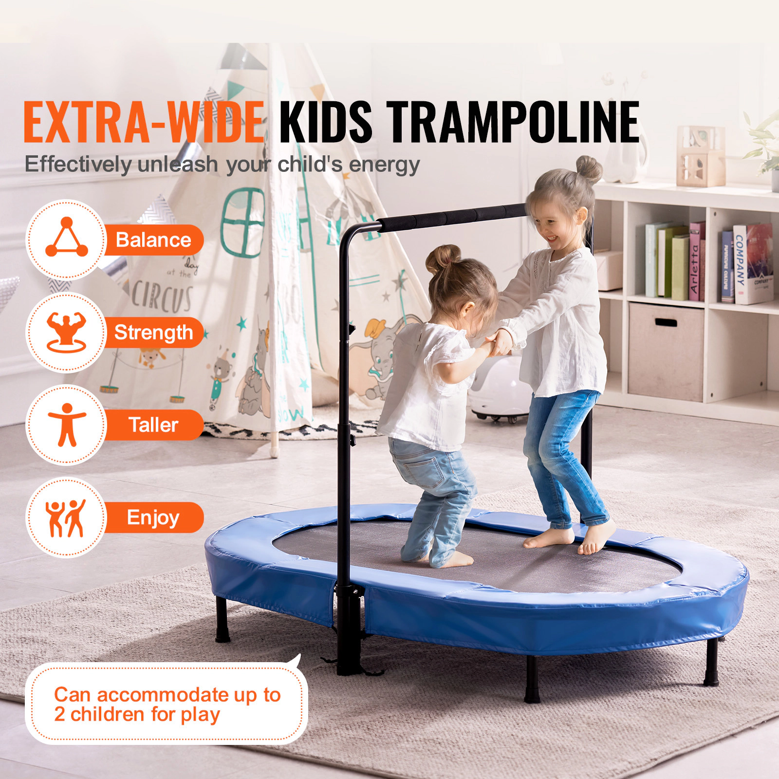HONGGE Kids Trampoline Indoor Outdoor Trampoline Foldable Mini Trampoline with Handle Rebounder Trampoline for Toddlers