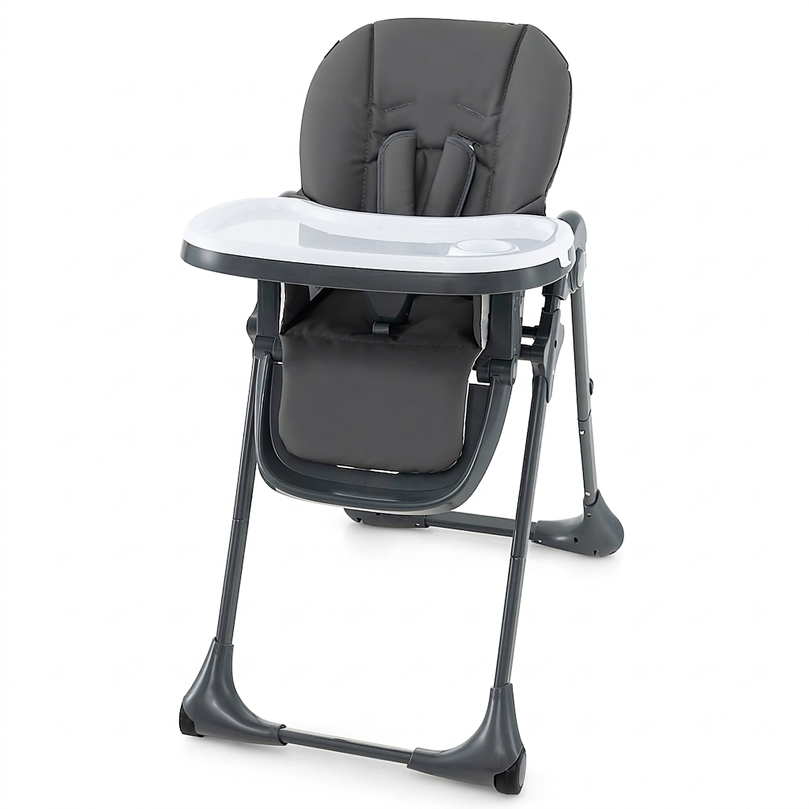 SUGIFT 3-in-1 Convertible Baby High Chair with 7 Heights and Double Food Tray 33-lb Capacity Ages 6-36 Months Dark Gray