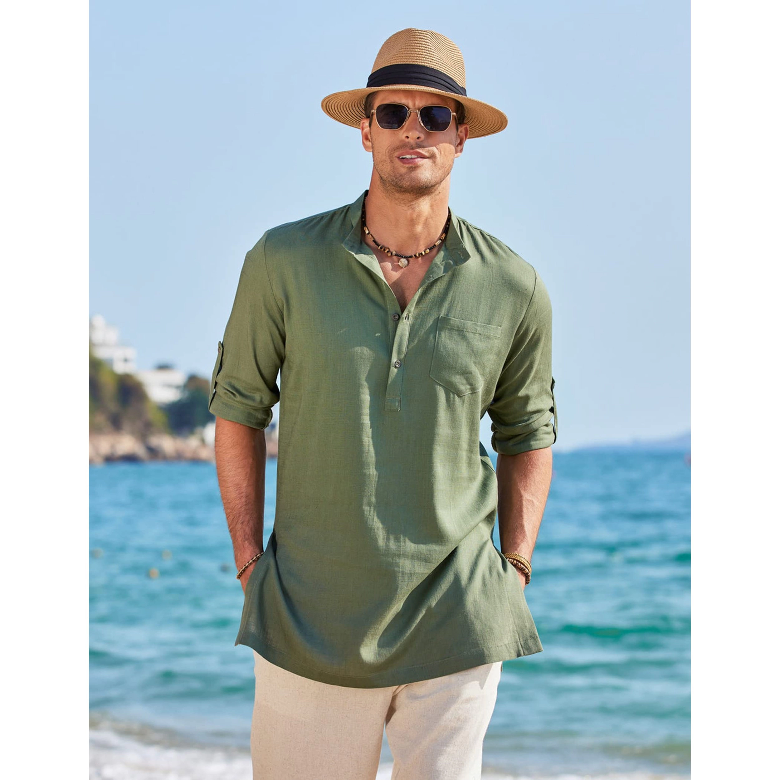 COOFANDY Men's Regular Fit Long Sleeve Henley Shirt