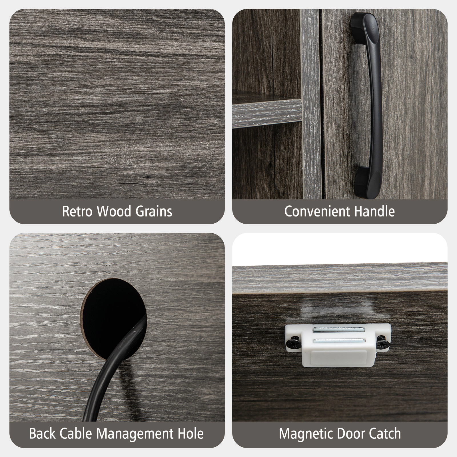 Glintex 40-Inch Coffee Bar Cabinet with Power Outlets and USB Ports