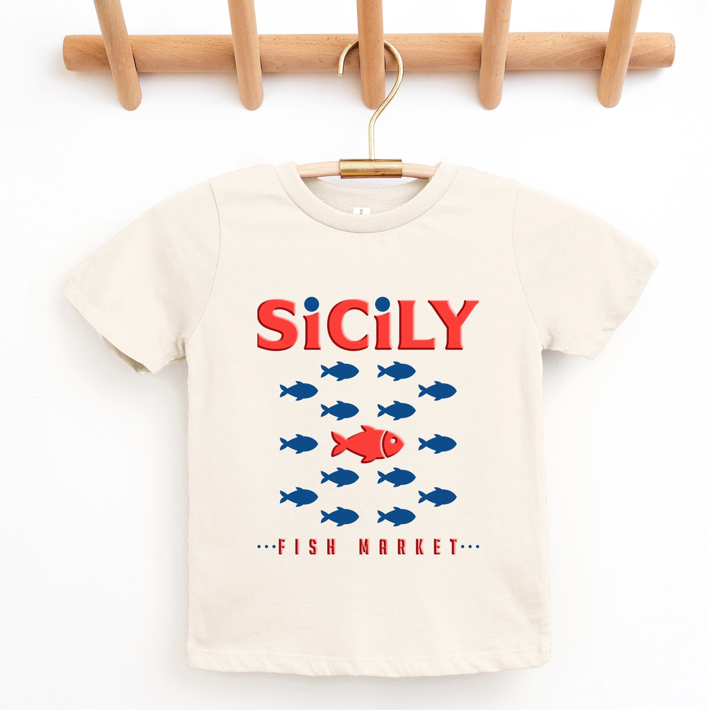 The Juniper Shop - Sicily Fish Market Puff Print Youth Short Sleeve Graphic T-Shirt