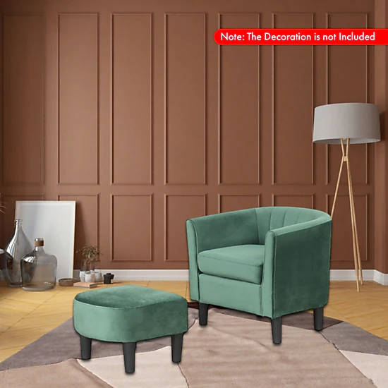 Hivvago Teddy Fabric Armchair with Matching Footrest