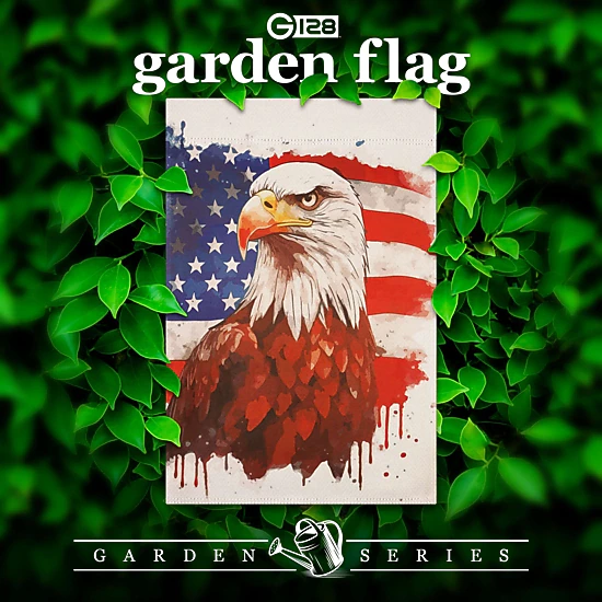 G128 Patriotic Bald Eagle 12x18 in Double-Sided Garden Flag