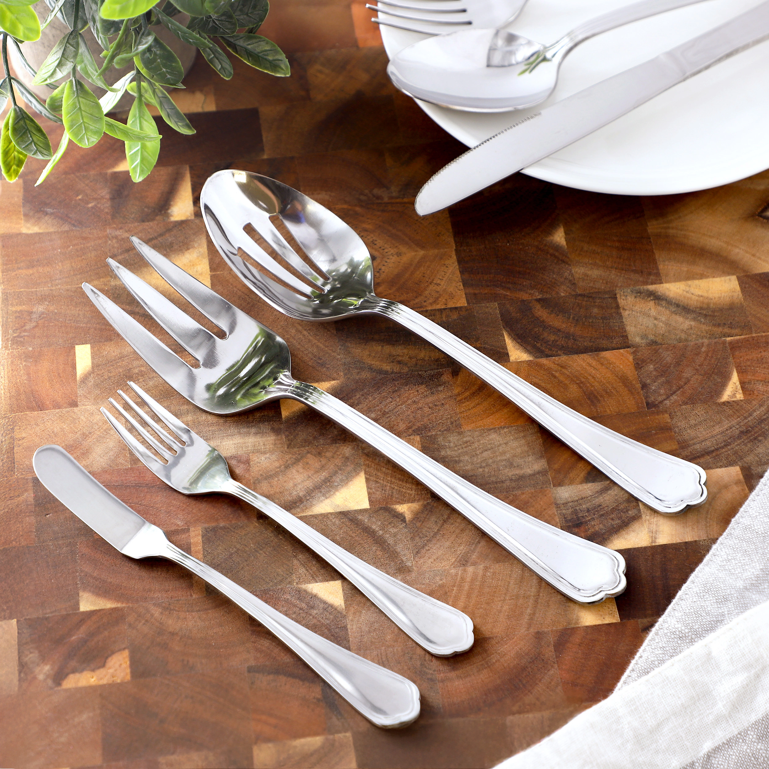 Gibson Home Aberdeen Court 45 Piece Stainless Steel Flatware and Serving Set