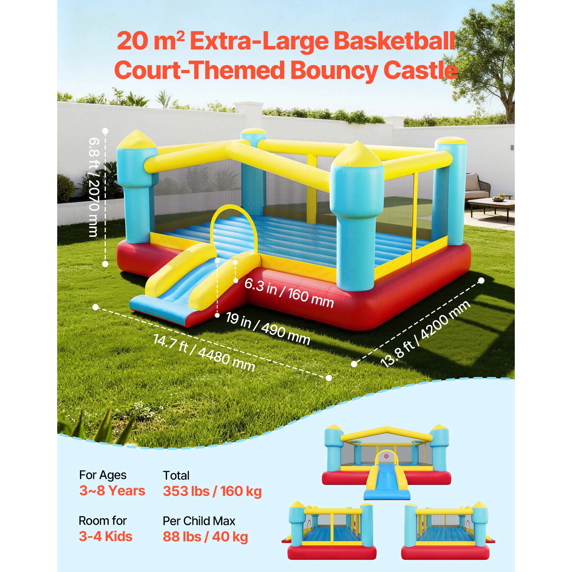 HONGGE Inflatable Bounce House Slide Castle for Kids Ages