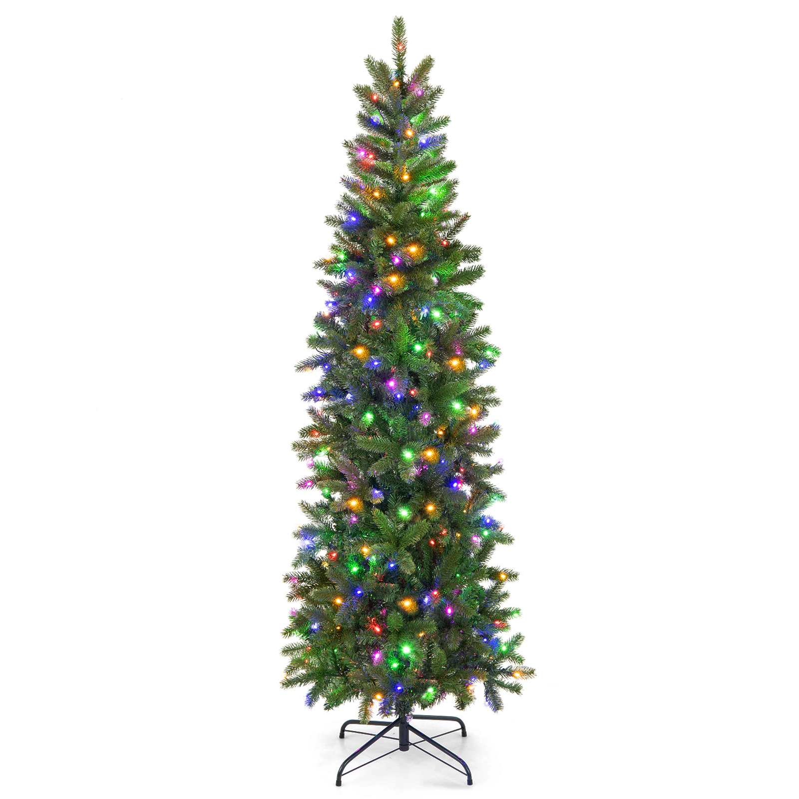 LJG 6 Feet Pre-Lit Artificial Christmas Pencil Tree with 648 PVC PE Branch Tips