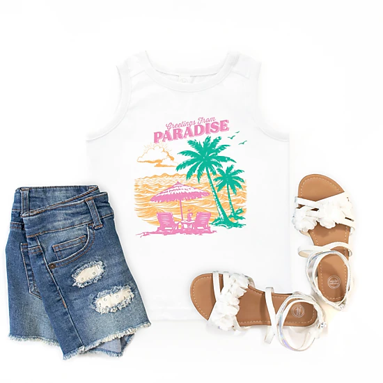 The Juniper Shop - Greetings From Paradise Palm Tree - Youth Tank Top
