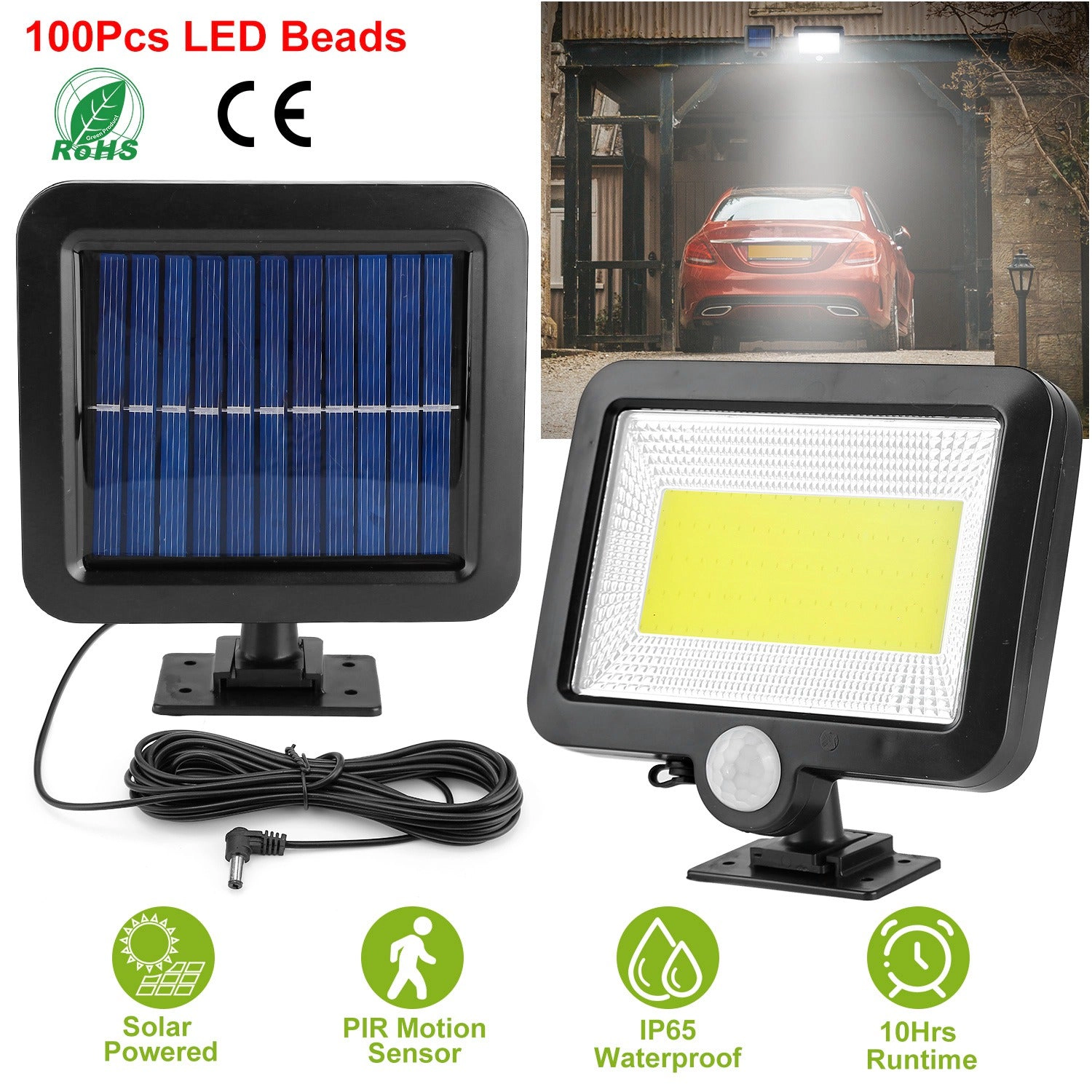 GBruno Solar Motion Sensor Wall Light 100 LED
