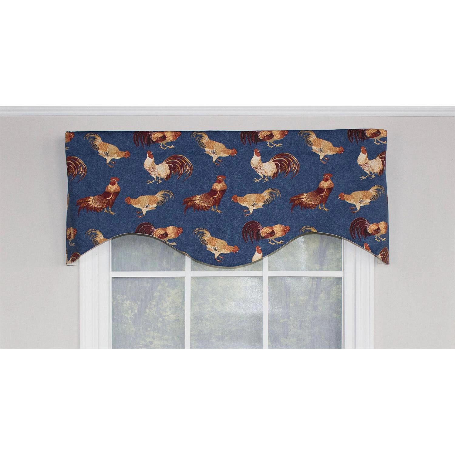 RLF Home Rise N Shine Cornice 100% Cotton with Fully Lined 3" Rod Pocket Valnance for Windows 50" x 17" Denim