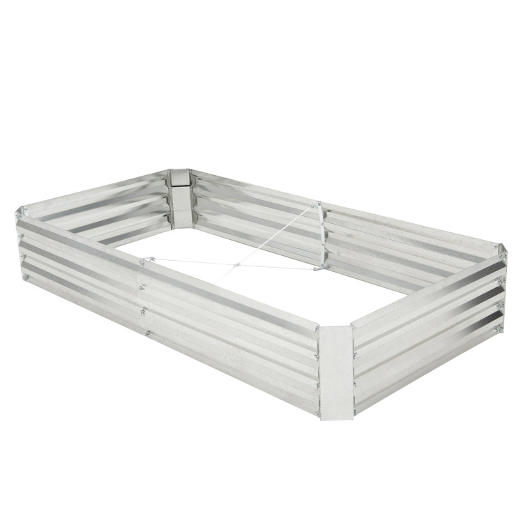 Hivvago Metal Galvanized Raised Garden Bed with Open-Ended Base