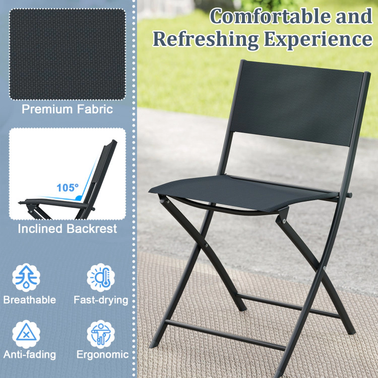 Hivvago 3 Piece Outdoor Folding Patio Bistro Set With Tempered Glass Coffee Table And 2 Patio Chairs