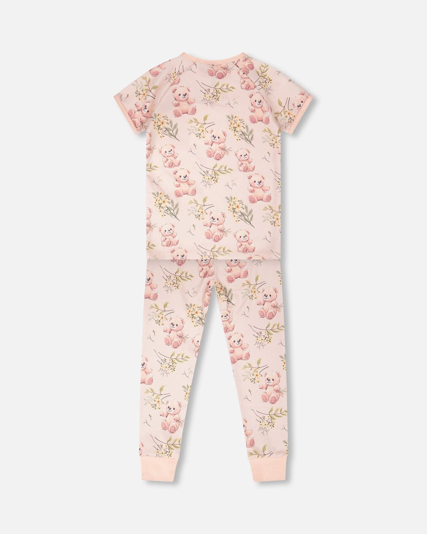 Deux par Girls Organic Cotton Two-Piece Pyjama Set Pale Pink Bear Print