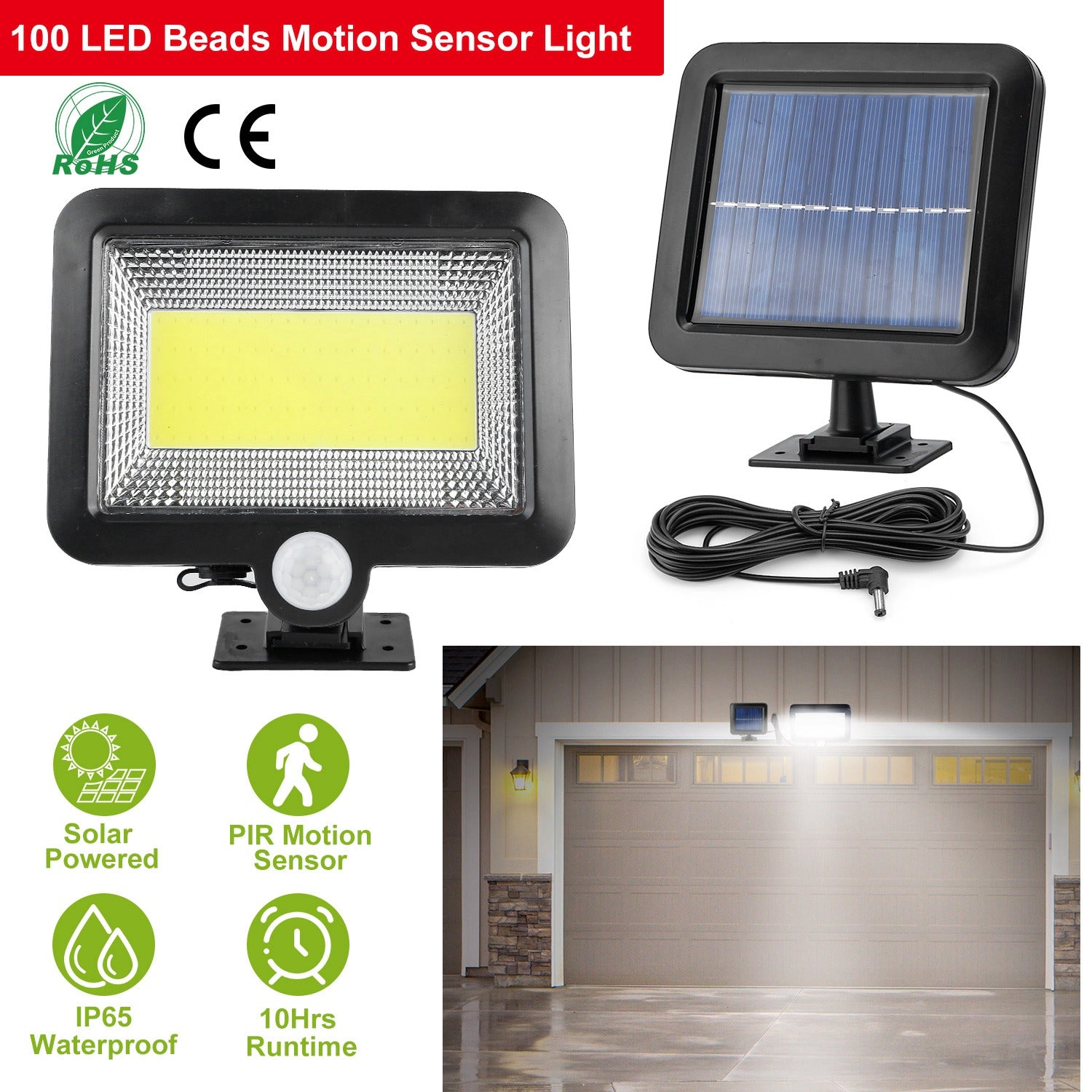 GBruno Solar Motion Sensor Wall Light 100 LED