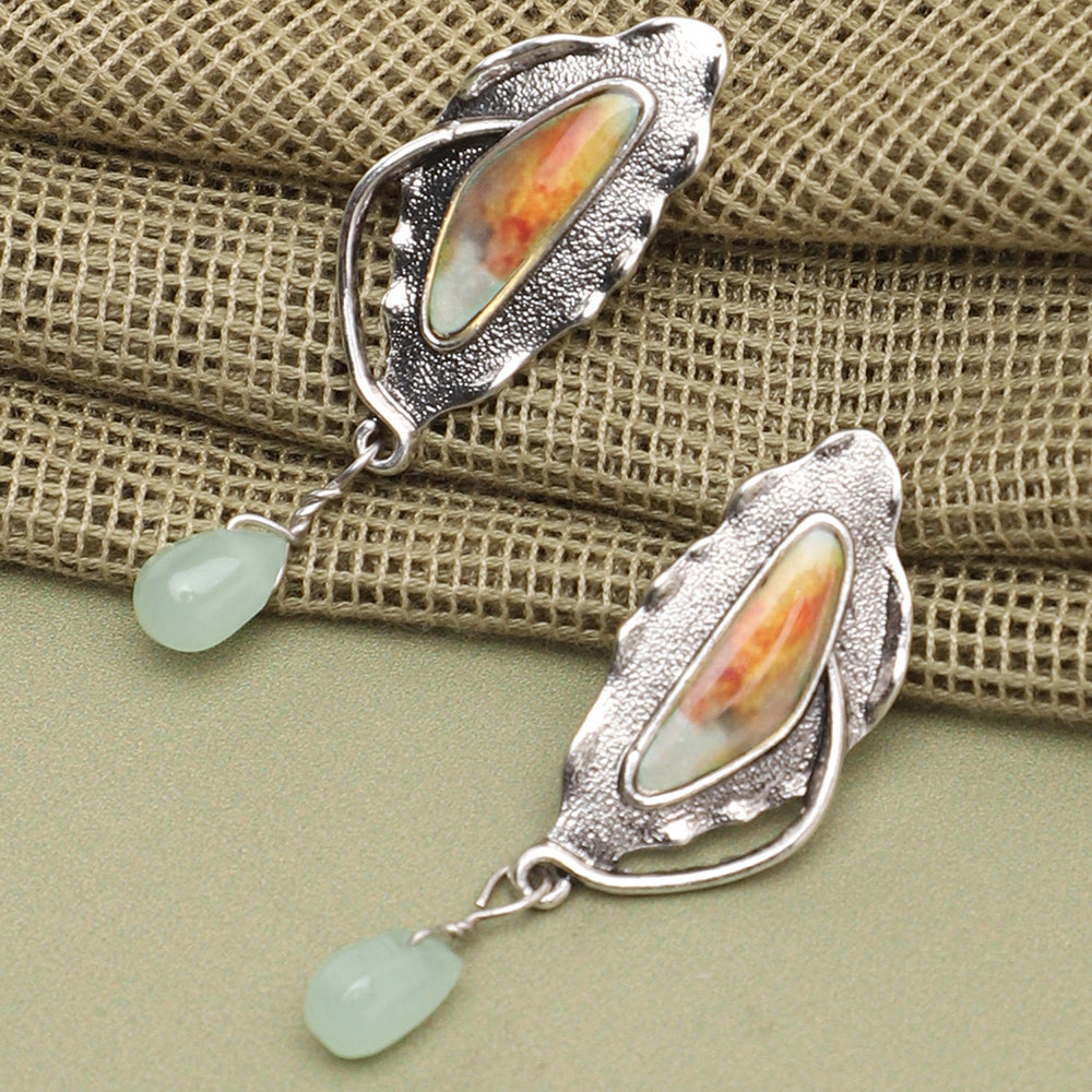SOHI Women's Blue Abstract Drop Earrings