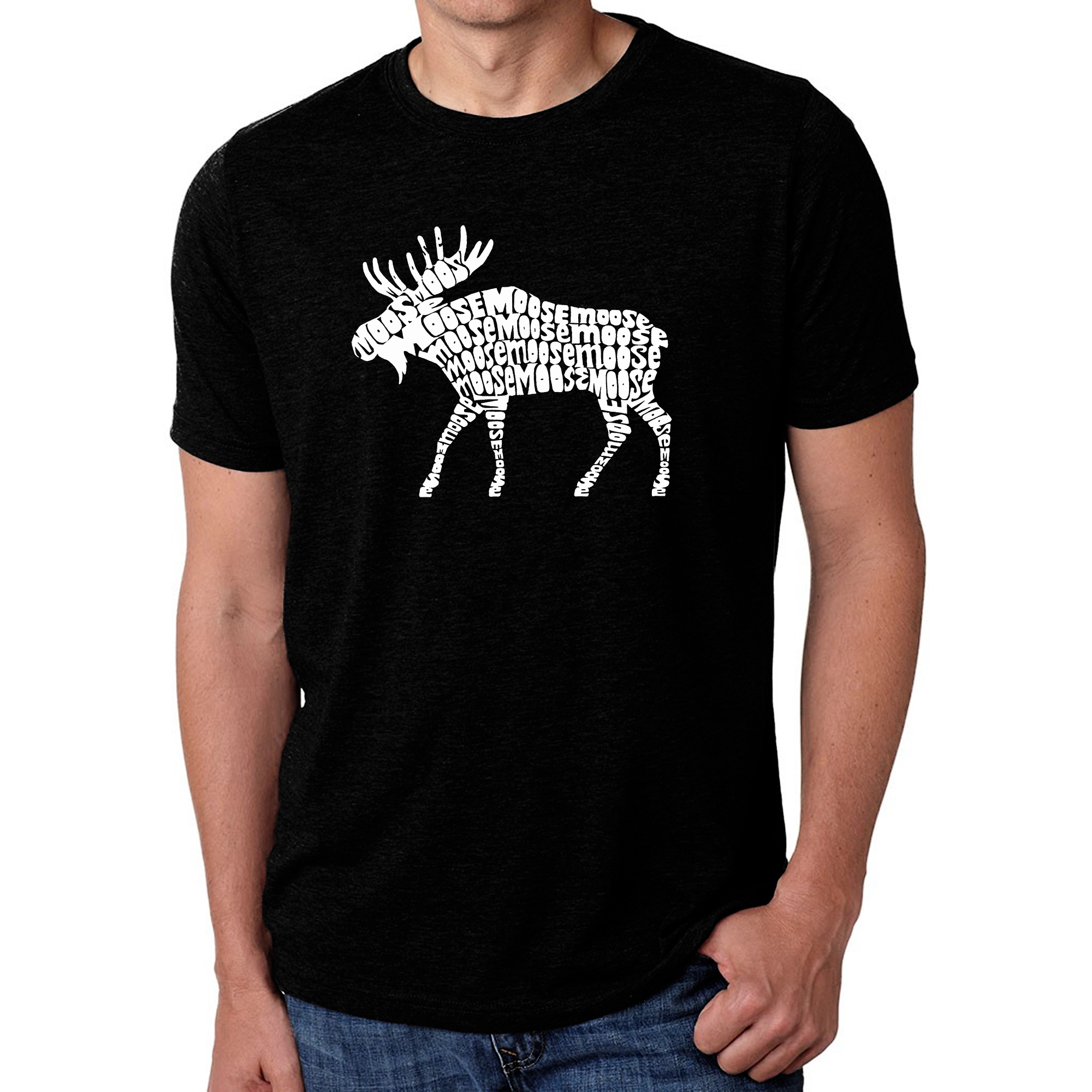 LA Pop Art Men's Cotton/Poly Blend Word T-Shirt - Moose