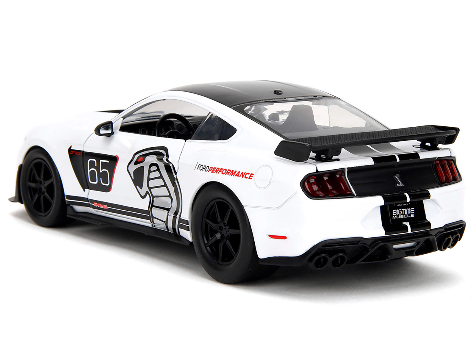 Jada 2020 Ford Mustang Shelby GT500 #65 White with Black Top and Stripes "Ford Performance" "Bigtime Muscle"