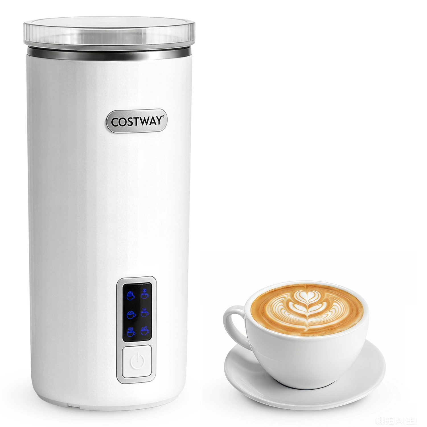 LJG 6-in-1 Electric Milk Steamer with Stainless Steel Interior