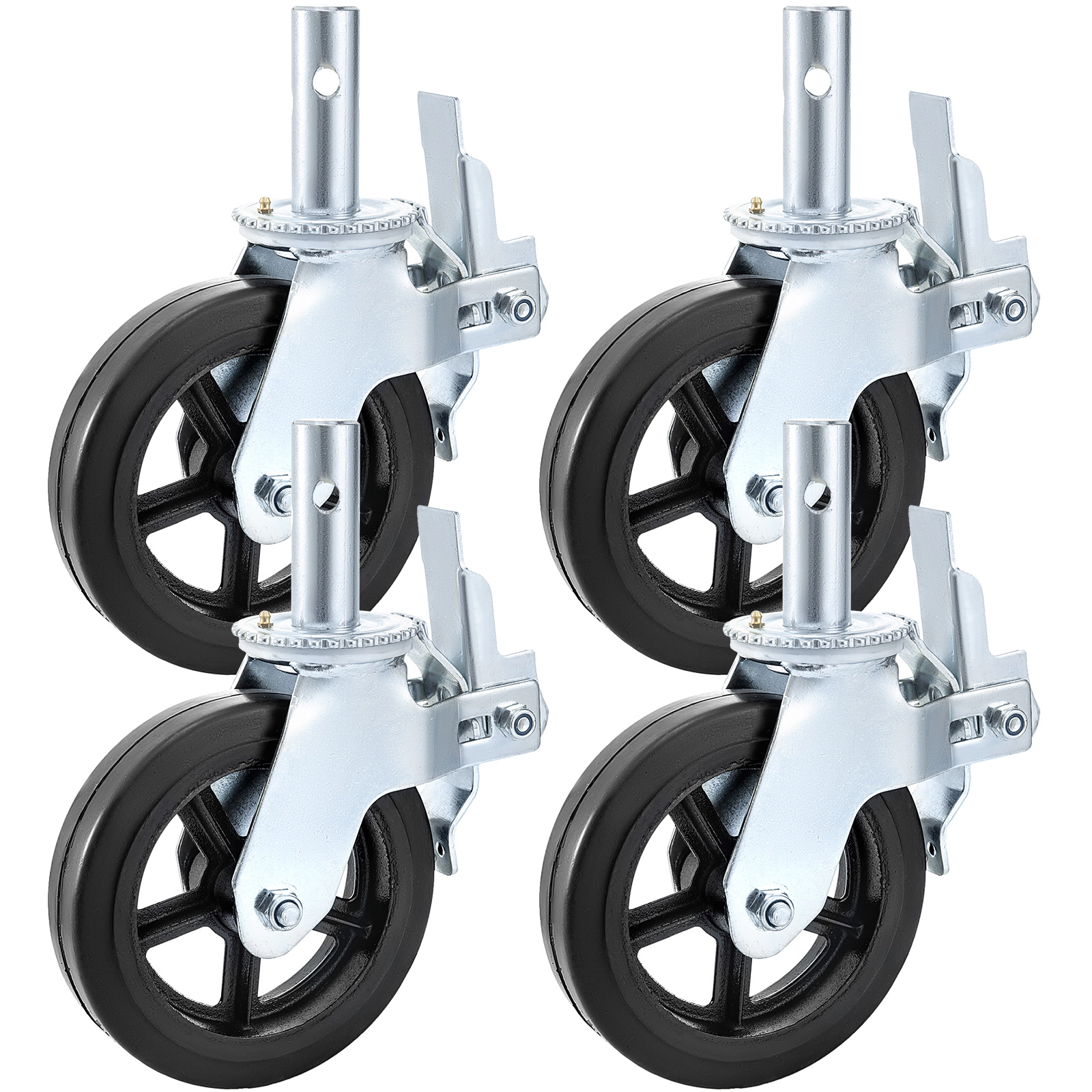 HONGGE Scaffolding Wheels 8\" Scaffolding Casters Heavy Duty Per Set Locking Stem Casters with Brake Polyurethane