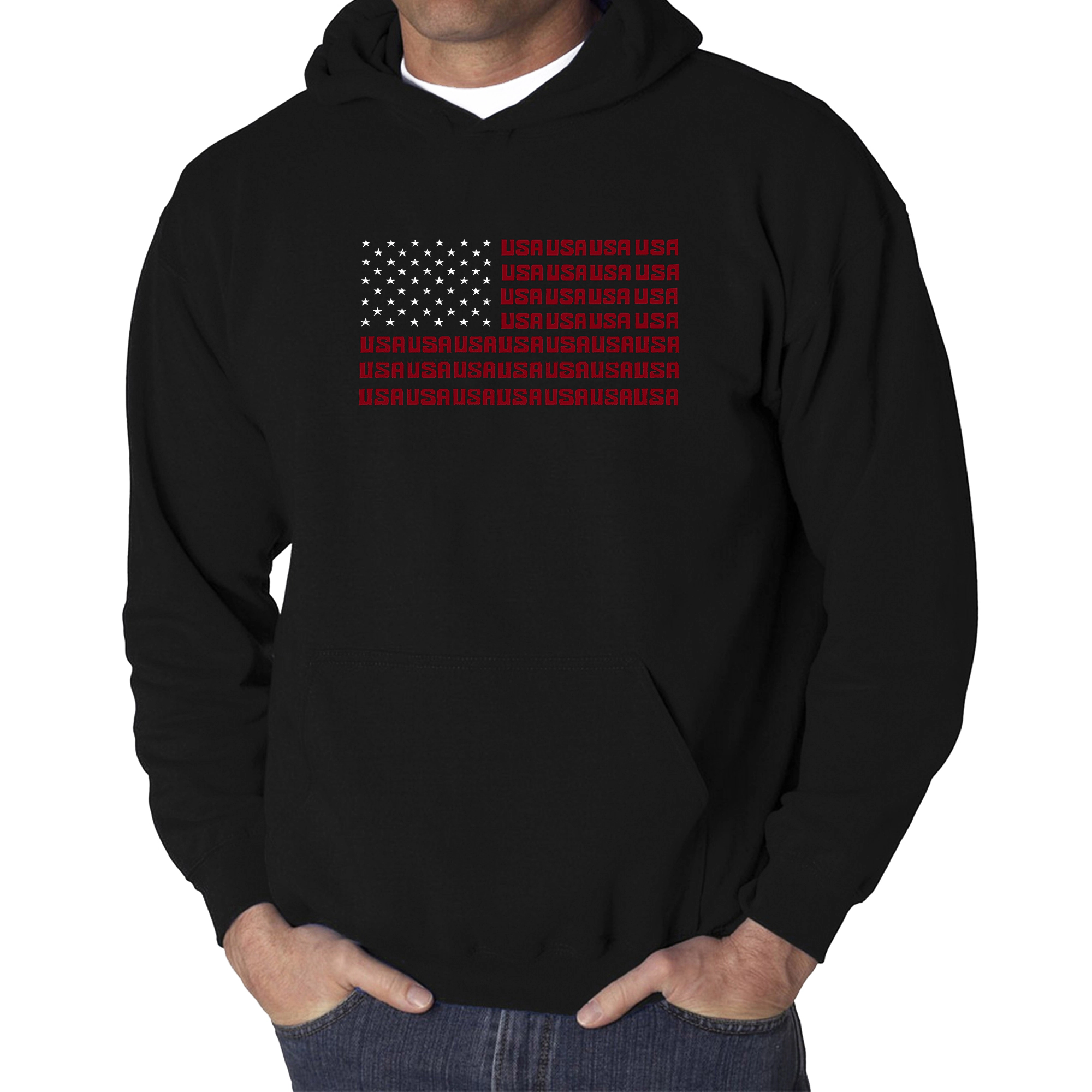 LA Pop Art USA Flag - Men's Word Hooded Sweatshirt
