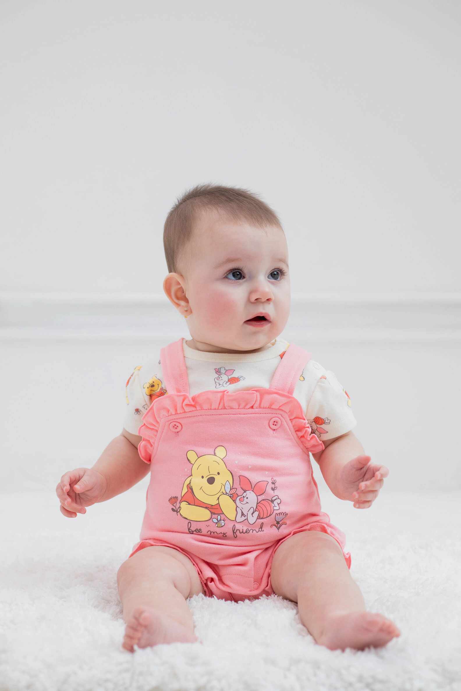 Disney Winnie the Pooh Baby Girls' 2-Piece Shortall and T-Shirt Set