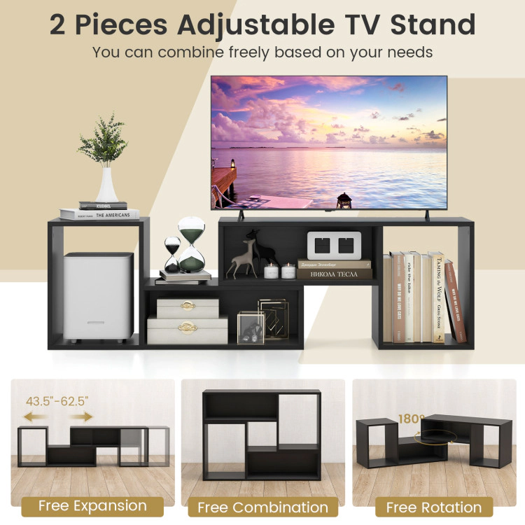Hivvago 2 Pieces Adjustable Tv Stand For Tvs Up To 55 Inch With Storage Cubes