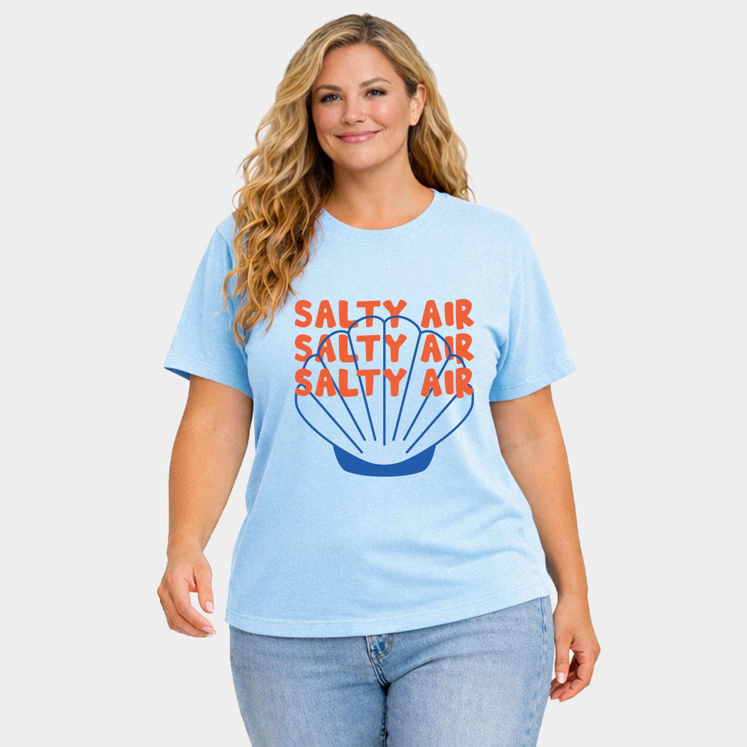 Simply Sage Market - Salty Air Seashell Women's Plus Sized Garment Dyed Graphic T-Shirt