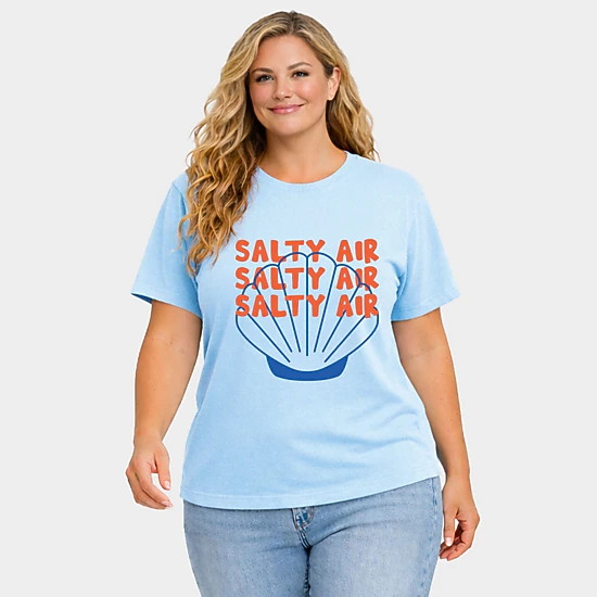 Simply Sage Market - Salty Air Seashell - Women's Plus Sized Garment Dyed Graphic T-Shirt
