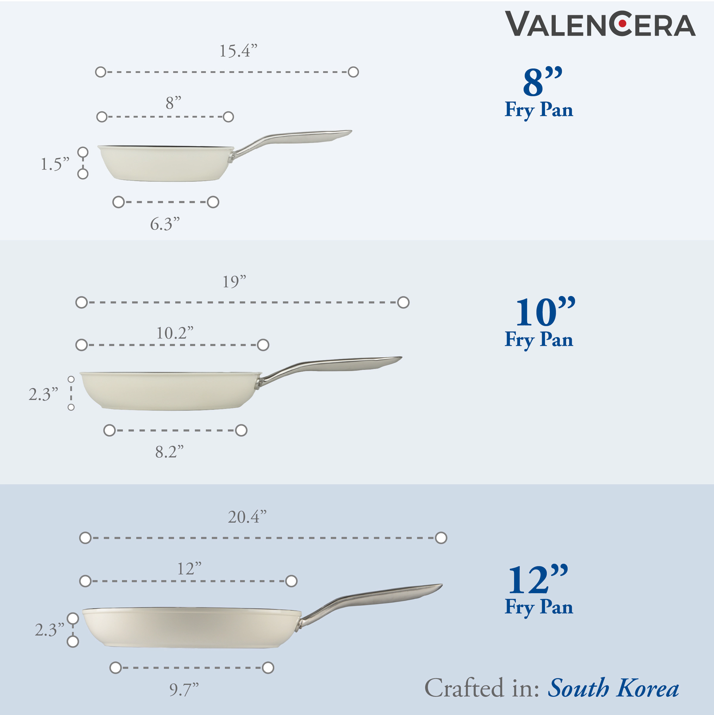 TECHEF - ValenCera - 8", 10", & 12" Ceramic Nonstick Frying Pan Set