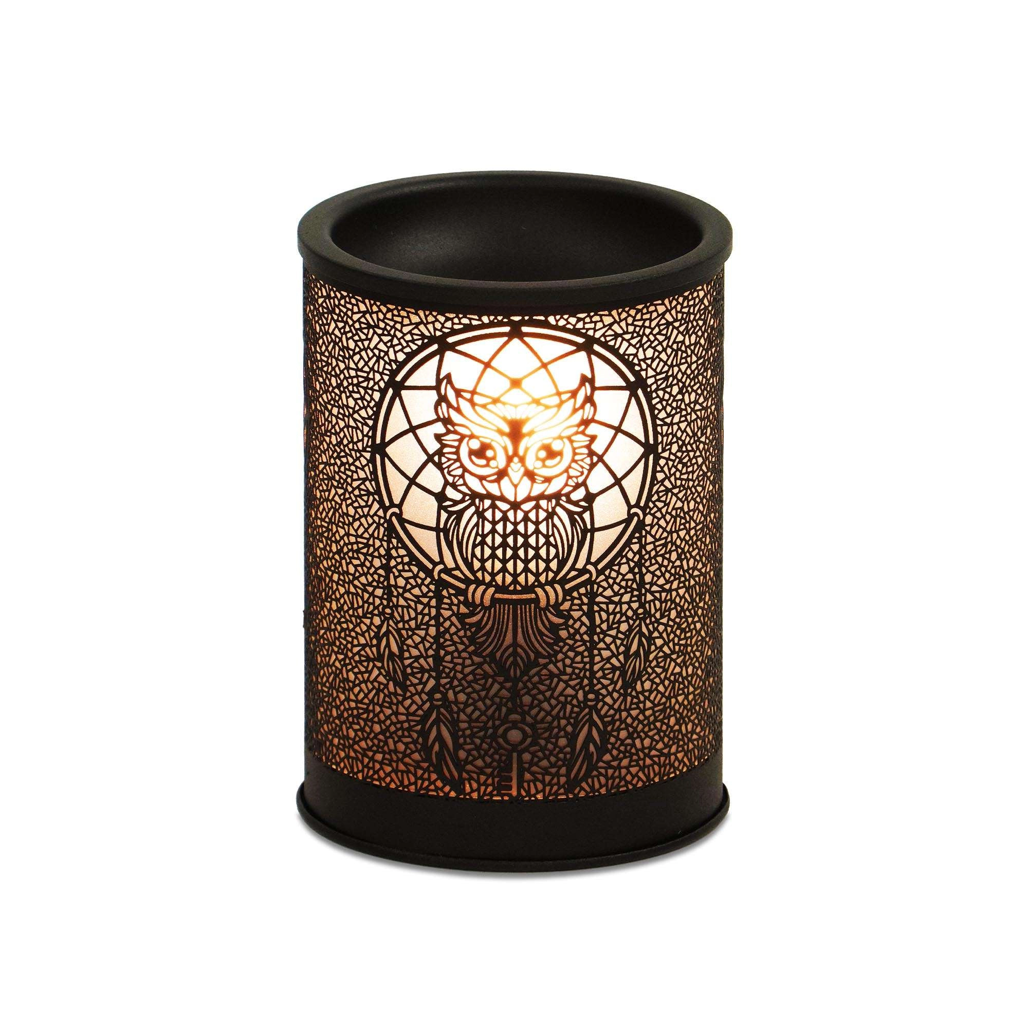 G128 Owl Wax Melt Warmer, Electric Wax Heater with LED Night Light, Ironwork Candle Burner for Home Spa Office