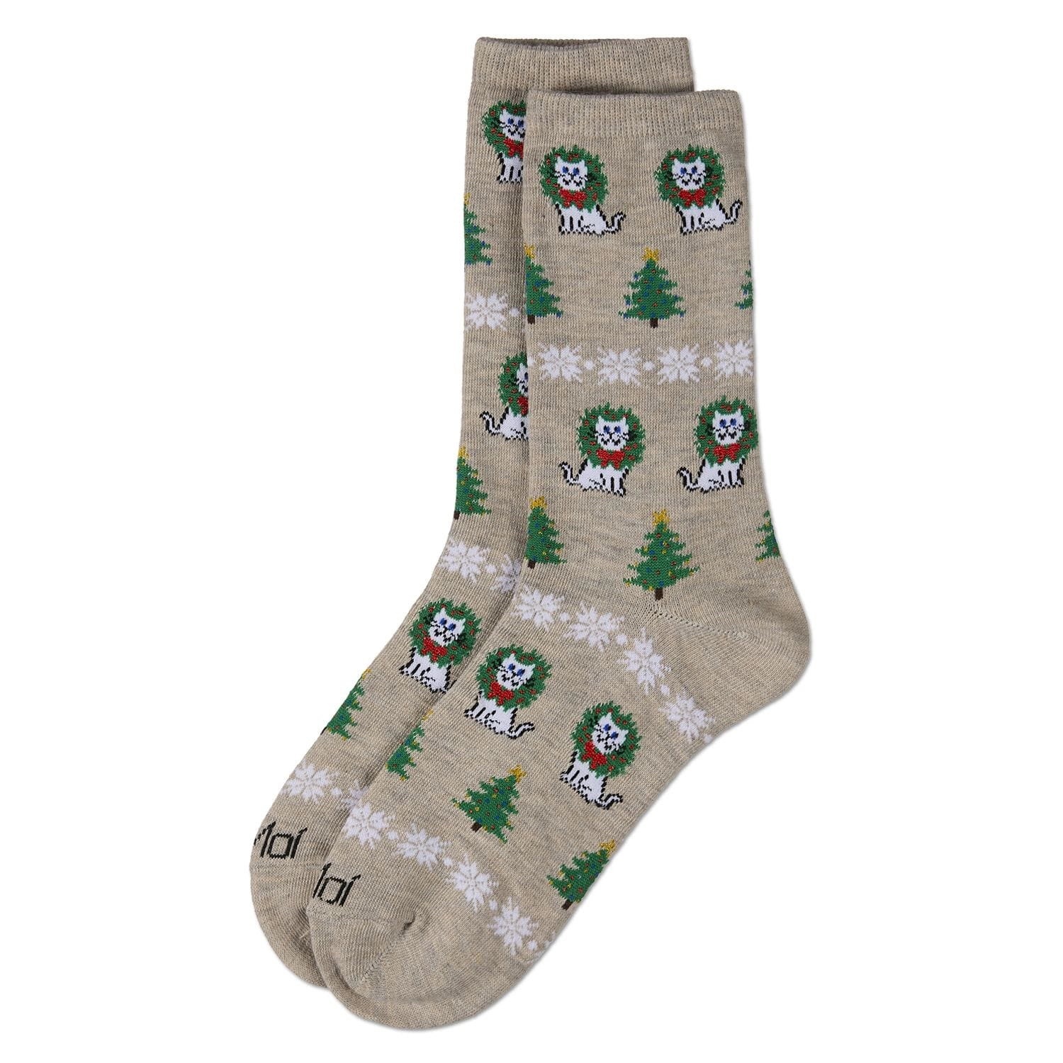 MeMoi Women's Fair Isle Cat Holiday Crew Socks