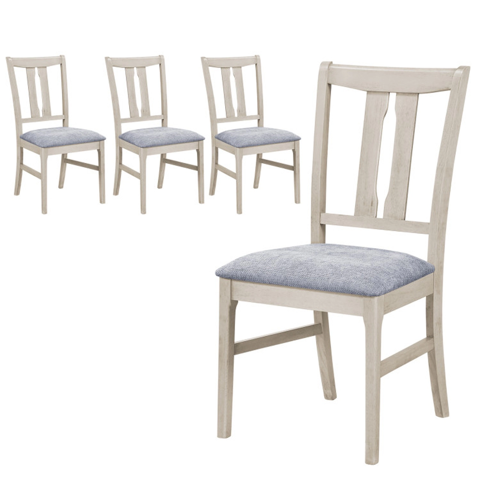 SUGIFT Set of 4 Upholstered Wood Dining Chairs with Curved Back and Deep Padded Seat