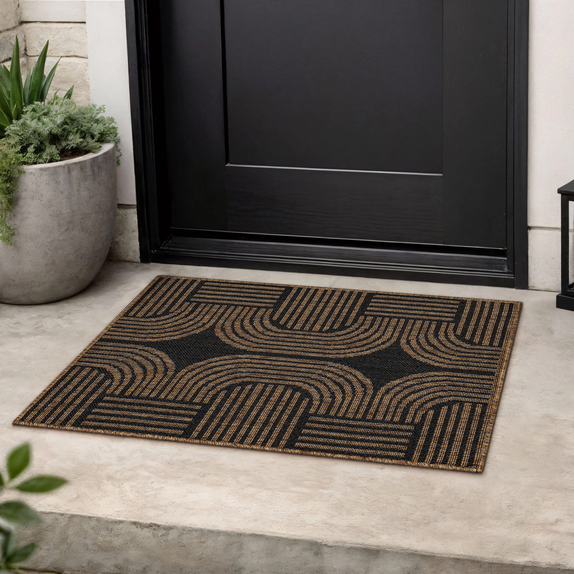 World Rug Gallery Geometric Indoor/Outdoor Flat Woven-Natural Jute-Style