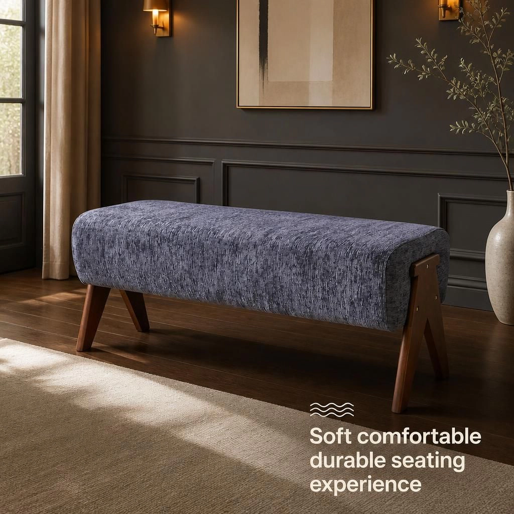 GOODSILO Rectangular Upholstered Chenille Foot Ottoman Extra Seating Bench