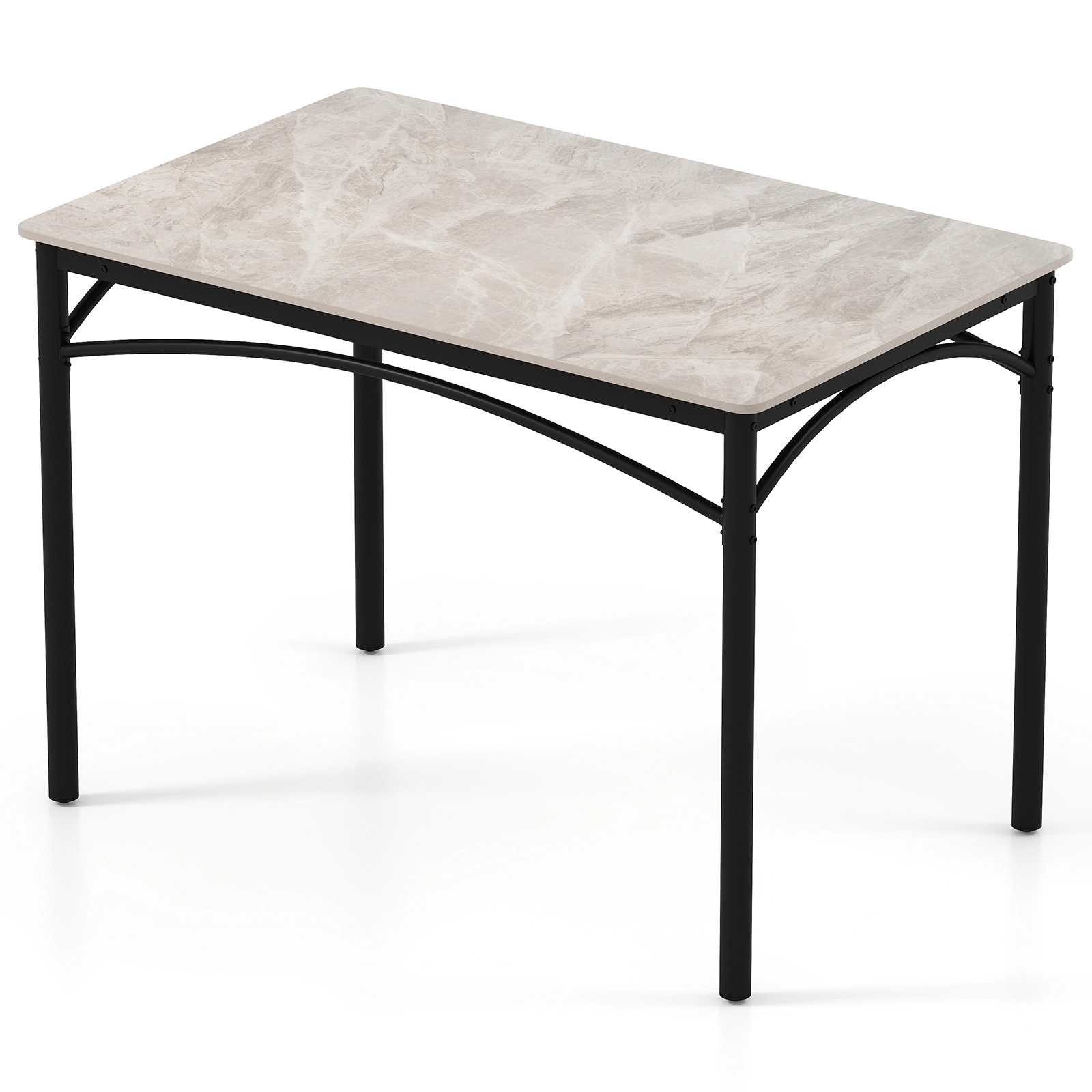 SUGIFT Rectangular Sintered Stone Dining Table for 4 People with Metal Frame 220-lb Capacity Gray + Black