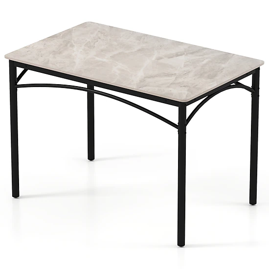 SUGIFT Rectangular Sintered Stone Dining Table for 4 People with Metal Frame 220-lb Capacity Gray + Black