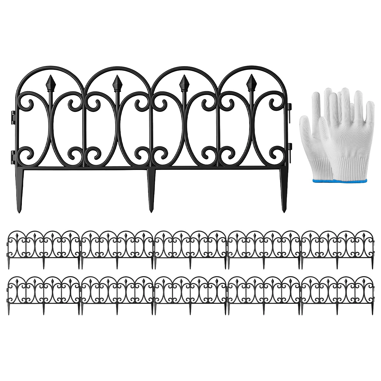 GBruno 10-Piece No-Dig Garden Edging Fence Panels